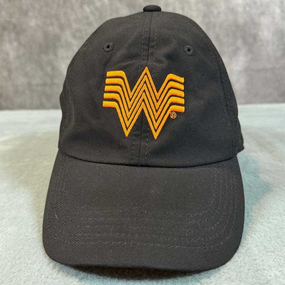 Whataburger Flying W Logo Baseball Hat Black Orange Adjustable Strap Cap OSFA